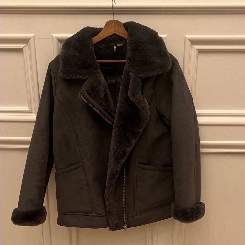 H&M Gray Faux Fur Jacket